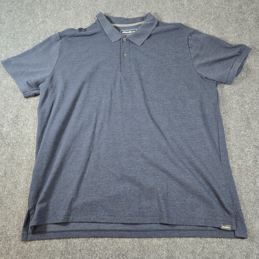 Eddie Bauer Polo Shirt Mens 2XL XXL Blue Short Sleeve Casual Preppy‎